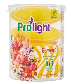 Мыло туалетное с увлажняющим кремом PROLIGHT Букет, 4Х90 гр. (пэт-банка) 27160 - фото 14739