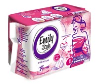 Emily STYLE PREMIUM прокладки критика анионовые SUPER 8шт УЛЬТРАТОНКИЕ, удлиненные, больше впитываемость, с бортиками С0007451, С0008240