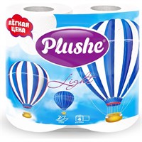 ТБ PLUSHE Light, 2 слоя*4 рул*12,5м, белая/пастель, 12 в уп 16214-1