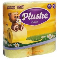 ТБ Plushe Classic 'Ромашка' 2 слоя, 4 рул.*18 м, жёлт.пастель, 12 в уп 2085