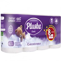 ТБ Plushe Classic 2 слоя, 8 рул.*18 м, бел, 8 в уп 9904