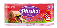ТБ Plushe Classic Клубника 2 слоя, 8 рул.*18 м, роз., аром, 8 в уп 9910