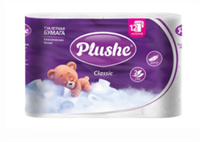 ТБ Plushe Classic 2 слоя, 12 рул.*18 м, белая, 12 в уп 73277-1