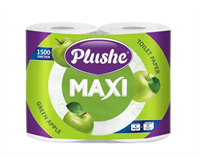 ТБ Plushe Maxi Green Apple 2сл 4рул*45м, бел.с прокрасом, аром 9 в упак 16986