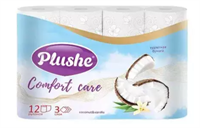 ТБ Plushe «Comfort care» Coconut & Vanilla, 3 слоя, 12 рулонов, ароматизированная, 12 шт в упаковке. 77689