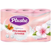 ТБ Plushe Premium Aroma 'Almond & Milk", 3 слоя 6 рул.*15 м, роз, аром, 16 в уп 19743