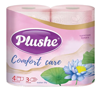 ТБ Plushe «Comfort care» water lily, розовый, аромат.,4 рул., 3 слоя,12 в уп 80286