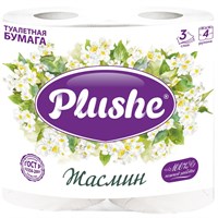 ТБ Plushe Deluxe Light 'Жасмин", 4 рул. по 15 м, 3 слоя, белый, жёлтое, аром, 12 в упак 3014