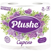 ТБ Plushe Deluxe Light 'Сирень", 4 рул. по 15 м, 3 слоя, белый,фиолет, аром, 12 в упак 3012