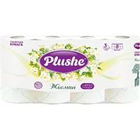 ТБ Plushe Deluxe Light "Жасмин", 8 рул.*15 м, 3 слоя, белый,жёлт, аром, 8 в уп 14704