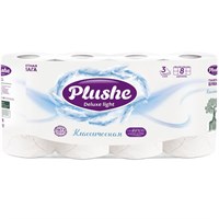 ТБ Plushe Deluxe Light "Классическая" 8 рул.*15м, 3сл, белый, 8 в уп 11954