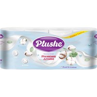 ТБ Plushe Premium Aroma "Pearl & Cotton" 15 м, 8 рул, 3 сл, 8 в упак, бел, арома 73150
