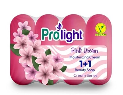 Мыло туалетное с увлажняющим кремом PROLIGHT 1+1 Розовая мечта, 4Х80 гр. (эко-пак) ББ01626 - фото 15796