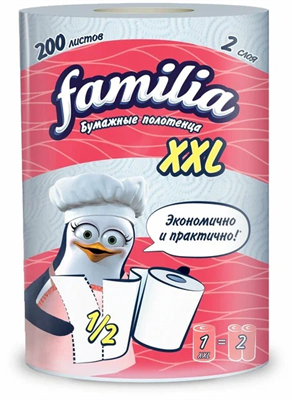 PAPIA Полотенца бум.2-х сл.FAMILIA ,1рул XXL/18 ББ01964-1 - фото 16131