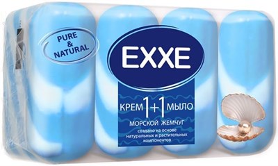 EXXE Крем-мыло 1+1 "Морской жемчуг" 4шт*90г  (СИНЕЕ полосатое) ЭКОПАК rSm1kCqhjV4Zh8yZVeja-3 - фото 17189