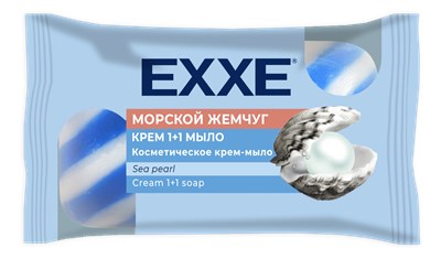 EXXE Косметическое крем-мыло 1+1 "Морской жемчуг" 4шт*75г  (СИНЕЕ полосатое) ЭКОПАК С0008020 - фото 17197