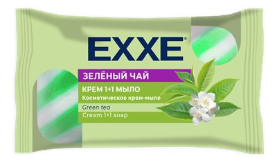 EXXE Косметическое крем-мыло 1+1 "Зеленый чай" 4шт*75г (ЗЕЛЕНОЕ полосатое) ЭКОПАК С0008021 - фото 17198