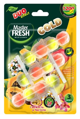 Master FRESH подвесной блок для унитаза DUO EFFECT 5в1 формула GOLD ТРОПИК, 3шт С0007436 - фото 17264
