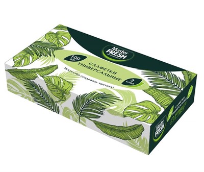 Master FRESH салфетки бумажные в коробочке, 100 шт, сложение нон-стоп, вытяжные С0007650 - фото 17309