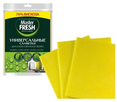 Master FRESH Универсальные салфетки для уборки (вискоза повышенной плотности 30*38 см),  3 шт. С0007666 - фото 17310