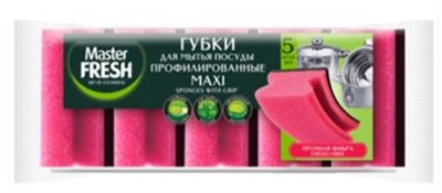 Master FRESH Губки для мытья посуды профилированные, 5шт. микс яркие цвета C0008048 - фото 17332
