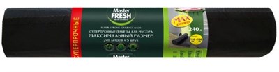 Master FRESH пакеты для мусора 240л 100*130см максимальный размер суперпрочные 40мкм, 5 штук (ЧЕРНЫЕ) С0006267 - фото 17400