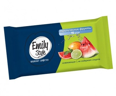 Emily Style Универсальные влажные салфетки ТРОПИЧЕСКИЕ ФРУКТЫ 15шт С0005972 - фото 17462