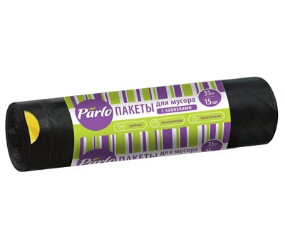 PARLO пакеты для мусора 35 литров, 15 штук с завязками (ЧЕРНЫЕ)   12мкм 38u2bGQ6j6sVdx1h1MY-41 - фото 17473