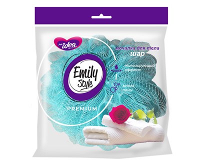 Emily Style PREMIUM by Fresh idea  мочалка для тела ШАР (ДВОЙНАЯ нейлоновая сетка, УВЕЛИЧЕННЫЙ ВЕС 40 грамм), 1шт С0006294 - фото 17500