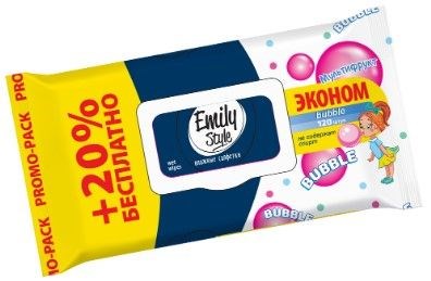 Emily Style ВЫГОДНО влажные салфетки Bubble с крышкой 120шт С0007995 - фото 17512