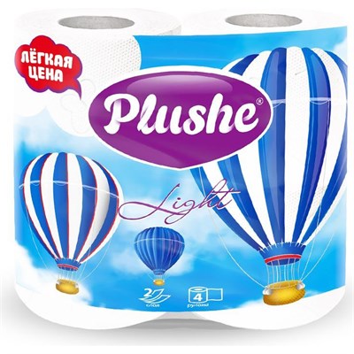ТБ PLUSHE Light, 2 слоя*4 рул*12,5м, белая/пастель, 12 в уп 16214-1 - фото 17551