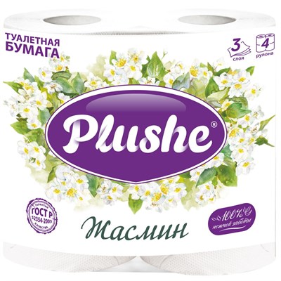 ТБ Plushe Deluxe Light 'Жасмин", 4 рул. по 15 м, 3 слоя, белый, жёлтое, аром, 12 в упак 3014 - фото 17572