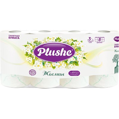 ТБ Plushe Deluxe Light "Жасмин", 8 рул.*15 м, 3 слоя, белый,жёлт, аром, 8 в уп 14704 - фото 17576