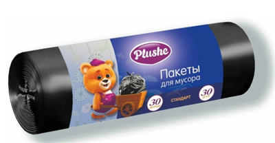 ММ Plushe ПНД 30л (25+2*12*56), 30шт, 6мкм, Standart, чёрн, 64 в кор 19033 - фото 17598
