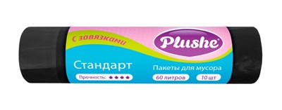 ММ Plushe ПНД 60л (60*64), 10шт, с завяз, 15мкм, Standart, черн, 50 в уп 87509 - фото 17629