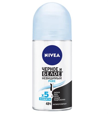 NIVEA ДЕЗ  РОЛИК ЖЕН НЕВИДИМАЯ ЗАЩИТА Д/ЧЕРНОГО И БЕЛОГО PURE 50 МЛ*6/30 AknggbDijmlc1ooo8JuW53 - фото 24481